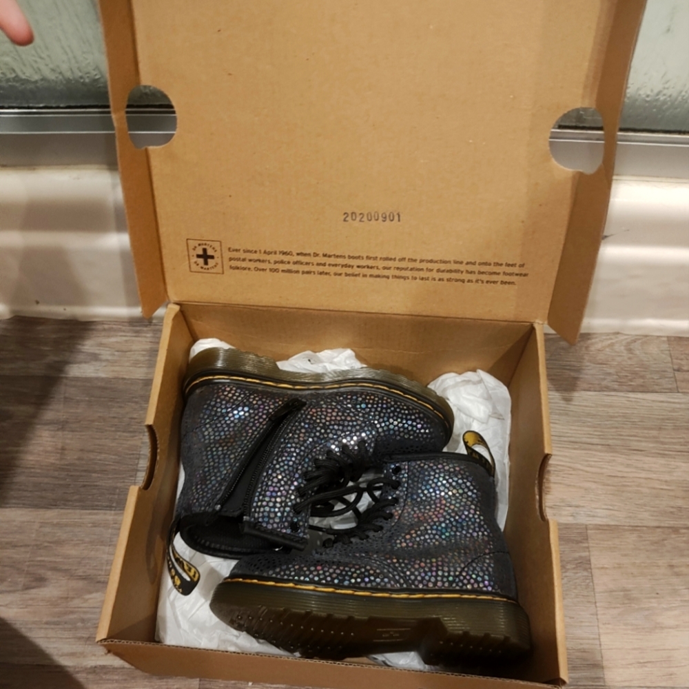 Toddler Doc Martens iridescent black boots